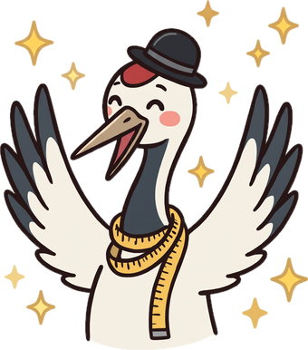 できあがりを喜んでいるコウノトリ